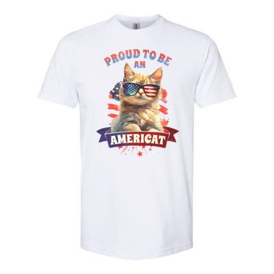 Proud To Be Americat Cute Cat Usa Softstyle CVC T-Shirt