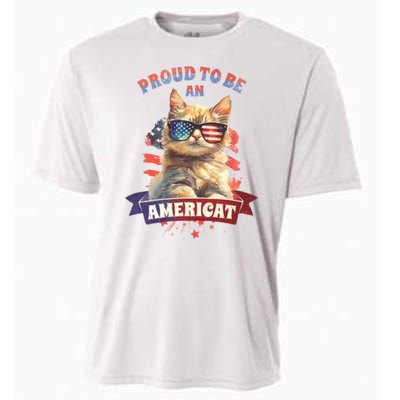 Proud To Be Americat Cute Cat Usa Cooling Performance Crew T-Shirt