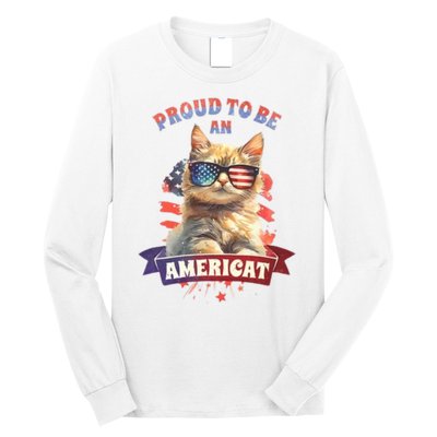 Proud To Be Americat Cute Cat Usa Long Sleeve Shirt