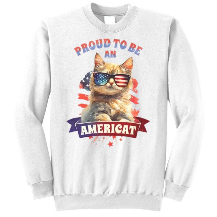 Proud To Be Americat Cute Cat Usa Sweatshirt