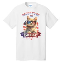 Proud To Be Americat Cute Cat Usa Tall T-Shirt