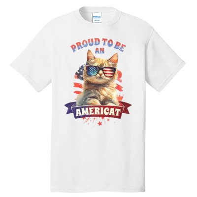 Proud To Be Americat Cute Cat Usa Tall T-Shirt