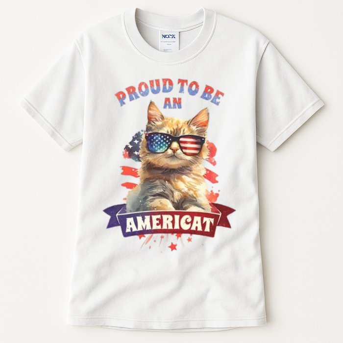 Proud To Be Americat Cute Cat Usa Tall T-Shirt