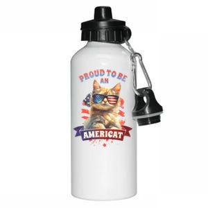 Proud To Be Americat Cute Cat Usa Aluminum Water Bottle