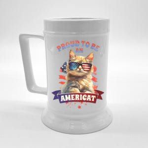 Proud To Be Americat Cute Cat Usa Beer Stein