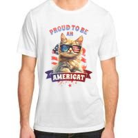 Proud To Be Americat Cute Cat Usa Adult ChromaSoft Performance T-Shirt