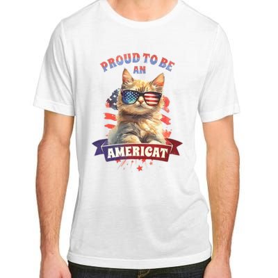 Proud To Be Americat Cute Cat Usa Adult ChromaSoft Performance T-Shirt