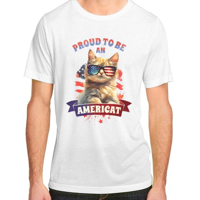 Proud To Be Americat Cute Cat Usa Adult ChromaSoft Performance T-Shirt