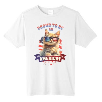 Proud To Be Americat Cute Cat Usa Tall Fusion ChromaSoft Performance T-Shirt