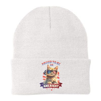 Proud To Be Americat Cute Cat Usa Knit Cap Winter Beanie