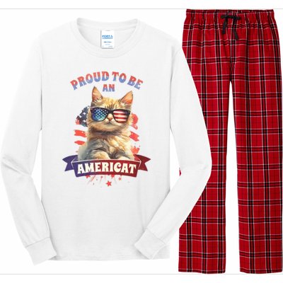 Proud To Be Americat Cute Cat Usa Long Sleeve Pajama Set