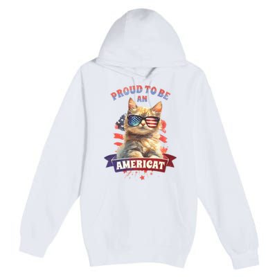 Proud To Be Americat Cute Cat Usa Premium Pullover Hoodie