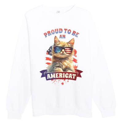 Proud To Be Americat Cute Cat Usa Premium Crewneck Sweatshirt