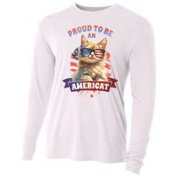 Proud To Be Americat Cute Cat Usa Cooling Performance Long Sleeve Crew