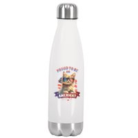 Proud To Be Americat Cute Cat Usa Stainless Steel Insulated Water Bottle