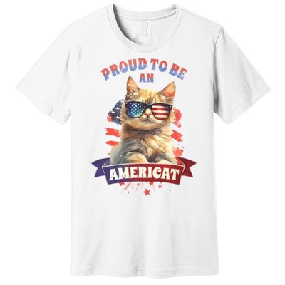 Proud To Be Americat Cute Cat Usa Premium T-Shirt