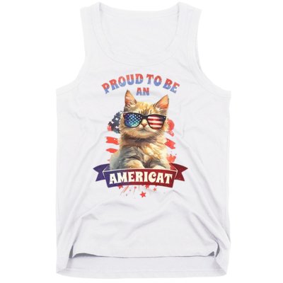 Proud To Be Americat Cute Cat Usa Tank Top