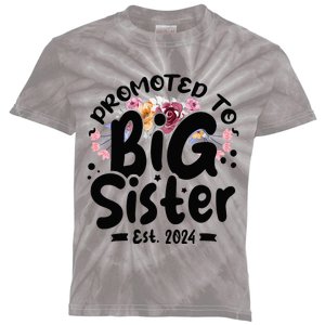 Promoted To Big Sister 2024 Cute Big Sister Kids Floral Kids Tie-Dye T-Shirt