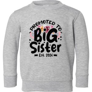 Promoted To Big Sister 2024 Cute Big Sister Kids Floral Toddler Sweatshirt