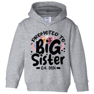 Promoted To Big Sister 2024 Cute Big Sister Kids Floral Toddler Hoodie