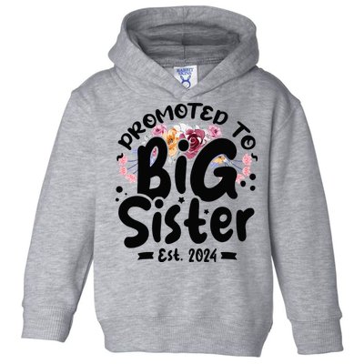 Promoted To Big Sister 2024 Cute Big Sister Kids Floral Toddler Hoodie