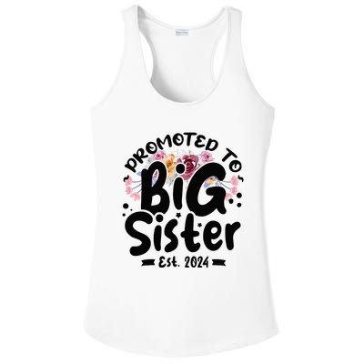 Promoted To Big Sister 2024 Cute Big Sister Kids Floral Ladies PosiCharge Competitor Racerback Tank