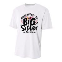 Promoted To Big Sister 2024 Cute Big Sister Kids Floral Youth Performance Sprint T-Shirt