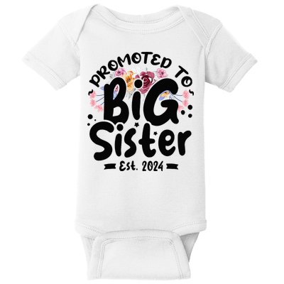 Promoted To Big Sister 2024 Cute Big Sister Kids Floral Baby Bodysuit