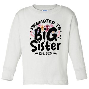 Promoted To Big Sister 2024 Cute Big Sister Kids Floral Toddler Long Sleeve Shirt