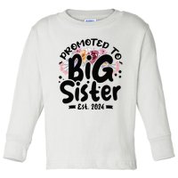 Promoted To Big Sister 2024 Cute Big Sister Kids Floral Toddler Long Sleeve Shirt