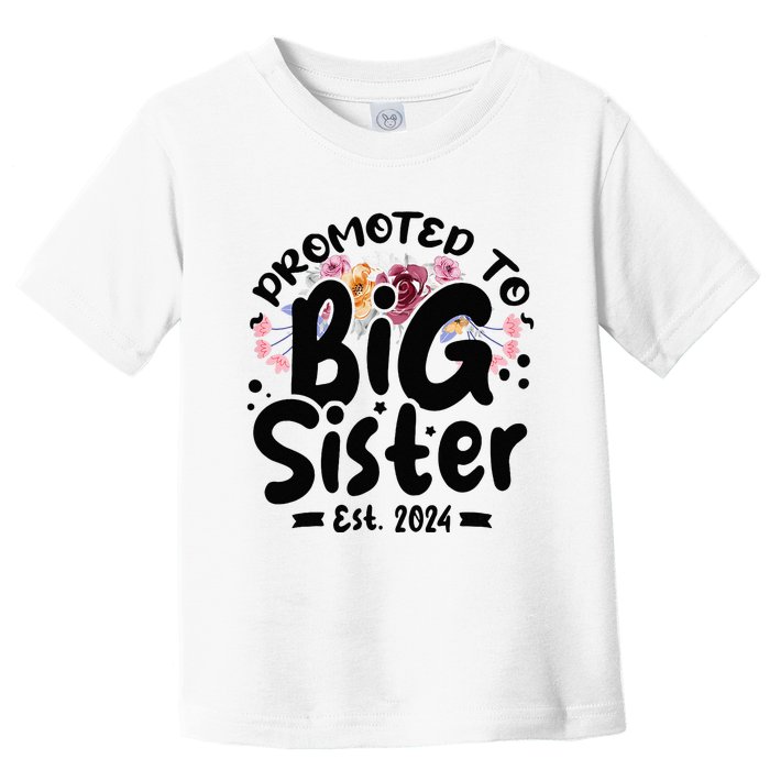 Promoted To Big Sister 2024 Cute Big Sister Kids Floral Toddler T-Shirt