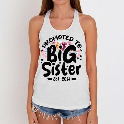 Promoted To Big Sister 2024 Cute Big Sister Kids Floral Women's Knotted Racerback Tank