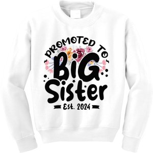 Promoted To Big Sister 2024 Cute Big Sister Kids Floral Kids Sweatshirt