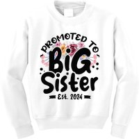 Promoted To Big Sister 2024 Cute Big Sister Kids Floral Kids Sweatshirt