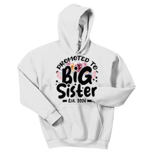 Promoted To Big Sister 2024 Cute Big Sister Kids Floral Kids Hoodie