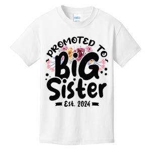 Promoted To Big Sister 2024 Cute Big Sister Kids Floral Kids T-Shirt