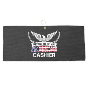 Proud To Be An American Cashier Gift Large Microfiber Waffle Golf Towel