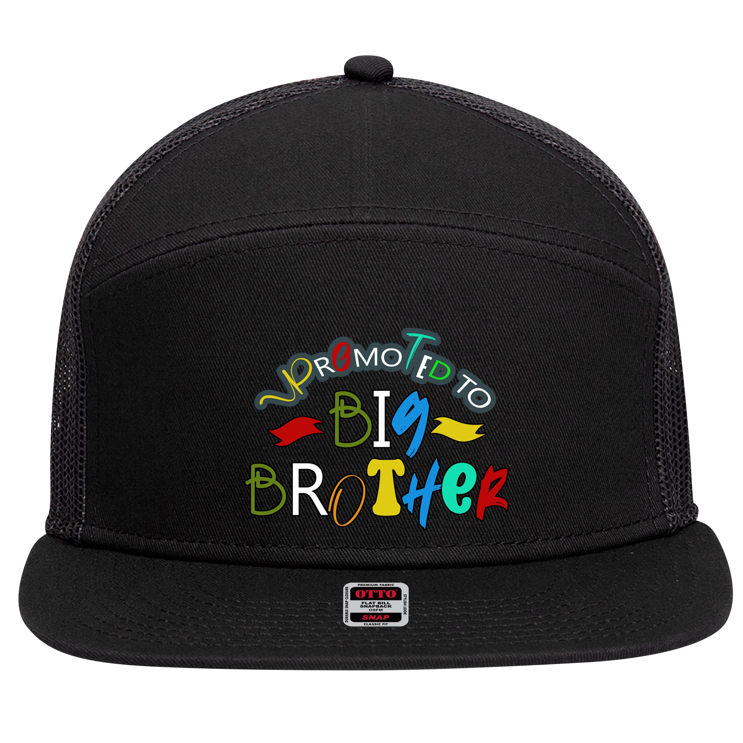Promoted To Big Brother Est 2025 / Soon To Be Big Brother 7 Panel Mesh Trucker Snapback Hat