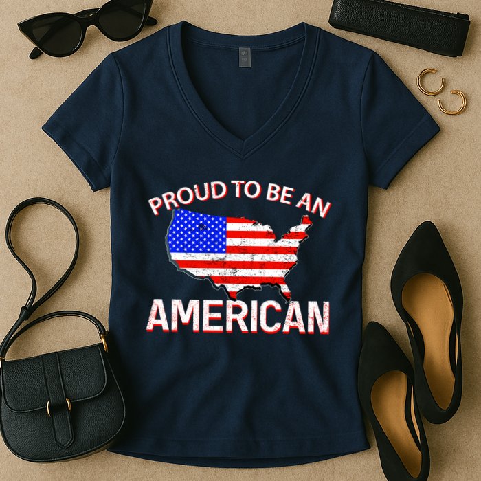 Proud To Be An American Women's V-Neck T-Shirt