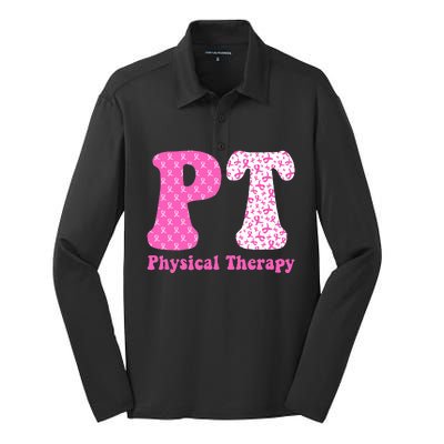 Physical Therapy Breast Cancer Awareness Month PT Therapist Silk Touch Performance Long Sleeve Polo