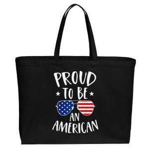 Proud to Be an American 4th of July Patriotic Cotton Canvas Jumbo Tote