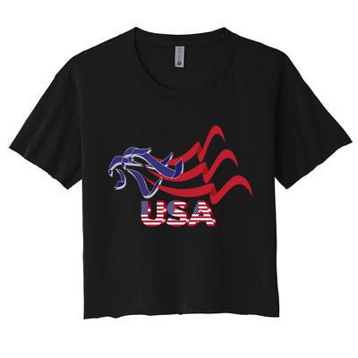 Proud To Be An American Flag Gift Usa Eagle Vintage Women's Crop Top Tee