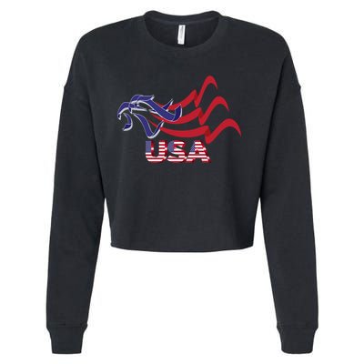 Proud To Be An American Flag Gift Usa Eagle Vintage Cropped Pullover Crew