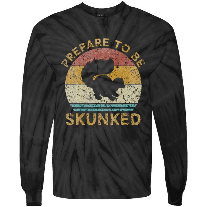 Prepare To Be Skunked Cribbage Lovers Vintage Cribbage Game Tie-Dye Long Sleeve Shirt