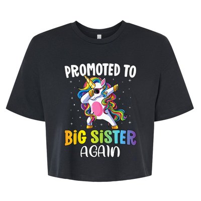 Promoted To Big Sister Again Sister Unicorn Bella+Canvas Jersey Crop Tee