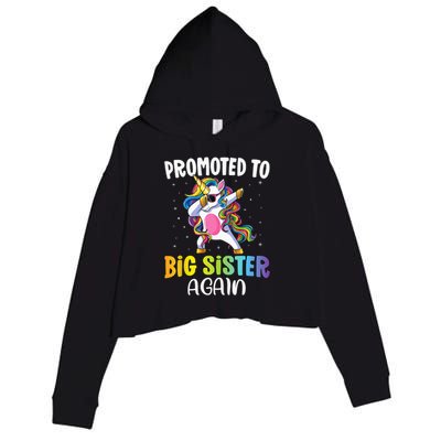 Promoted To Big Sister Again Sister Unicorn Crop Fleece Hoodie