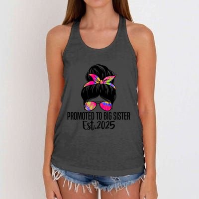 Promoted To Big Sister Est 2025 First Time New Big Sister Gift Women's Knotted Racerback Tank