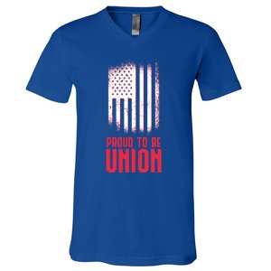 Proud To Be Union Skilled Labor Worker Labor Day Gift Cool Gift V-Neck T-Shirt