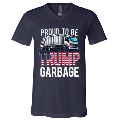 Proud To Be Trump Garbage American Flag V-Neck T-Shirt