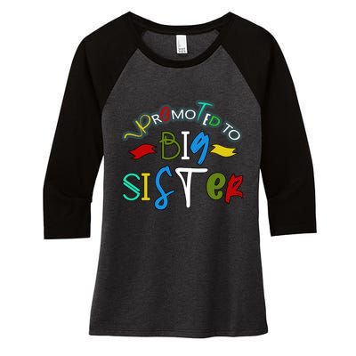 Promoted To Big Sister Est 2025 Funny First Time New Sister Women's Tri-Blend 3/4-Sleeve Raglan Shirt